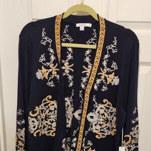 NWT Chicos Open Front Escape Navy Long Cardigan Size 3